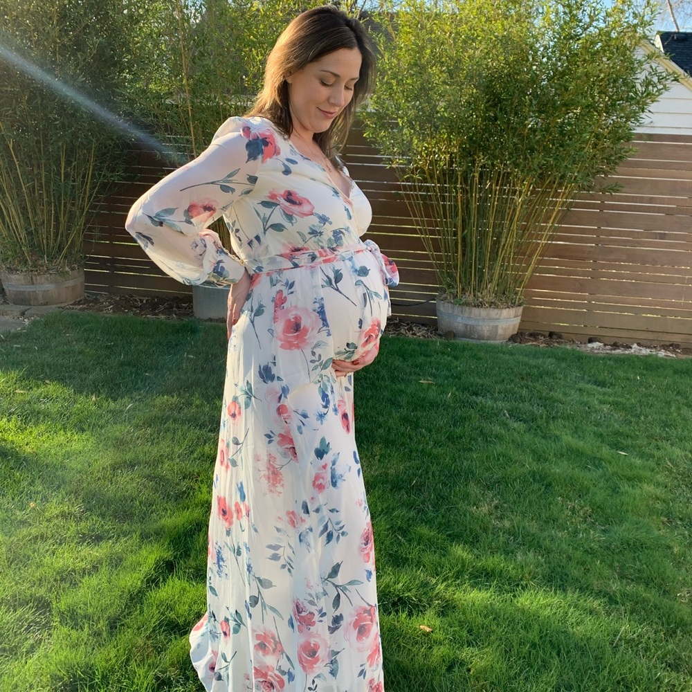 Pinkblush Floral chiffon maternity dress